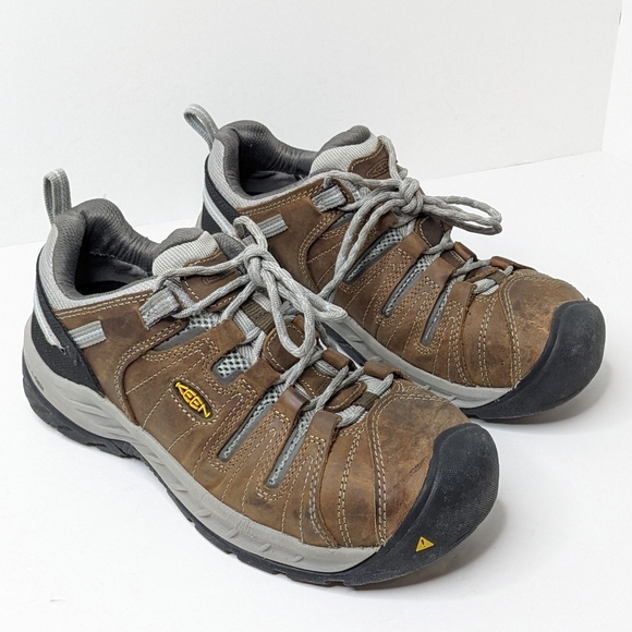 Keen Flint 2 Steel Toe Work Shoes, Brown Leather, Women's 8 - Picture 1 of 6